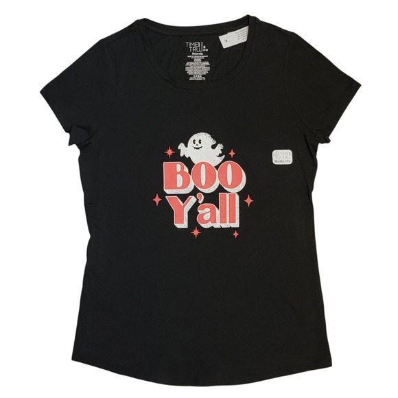 Time and Tru Tops - Boo Y'all Halloween Tshirt Maternity Womens Sz XXL Ghost Black Orange Graphic
